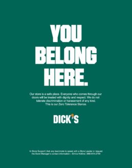 Zero Tolerance Policy Poster Design | Dick's Sporting Goods