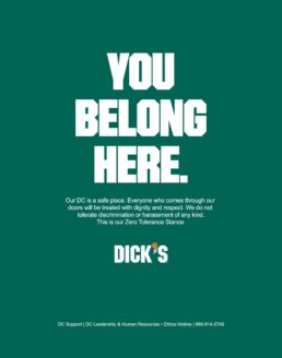 Zero Tolerance Policy Poster Design | Dick's Sporting Goods